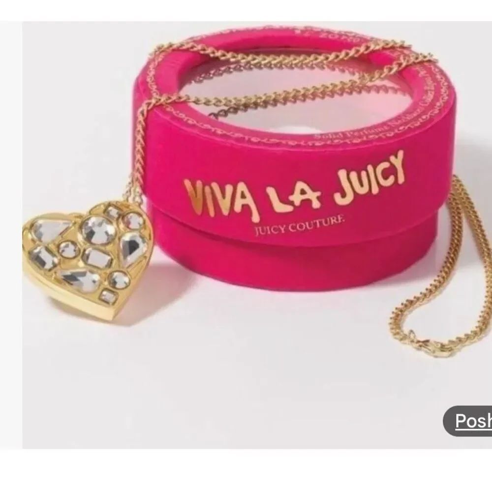 VintGe juicy couture y2k 2000s lipgloss heart bling necklace silver